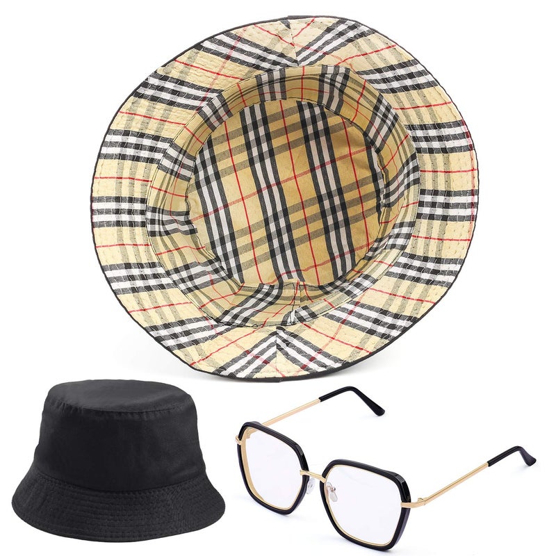 Beelittle 80s/90s Hip Hop Costume Kit Cool Rapper Outfits,Bucket Hat Sunglasses Gold Plated Chain (R) - Image 4